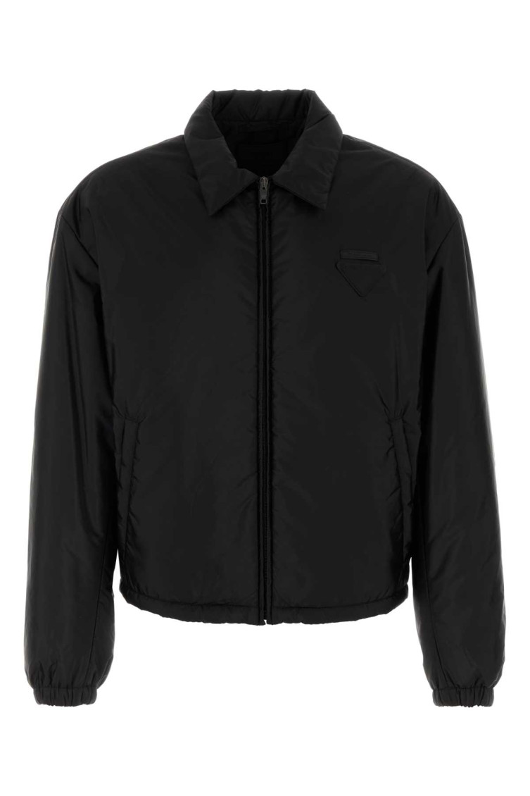 Prada Nylon Padded Jacket Elastic Cuffs In Black