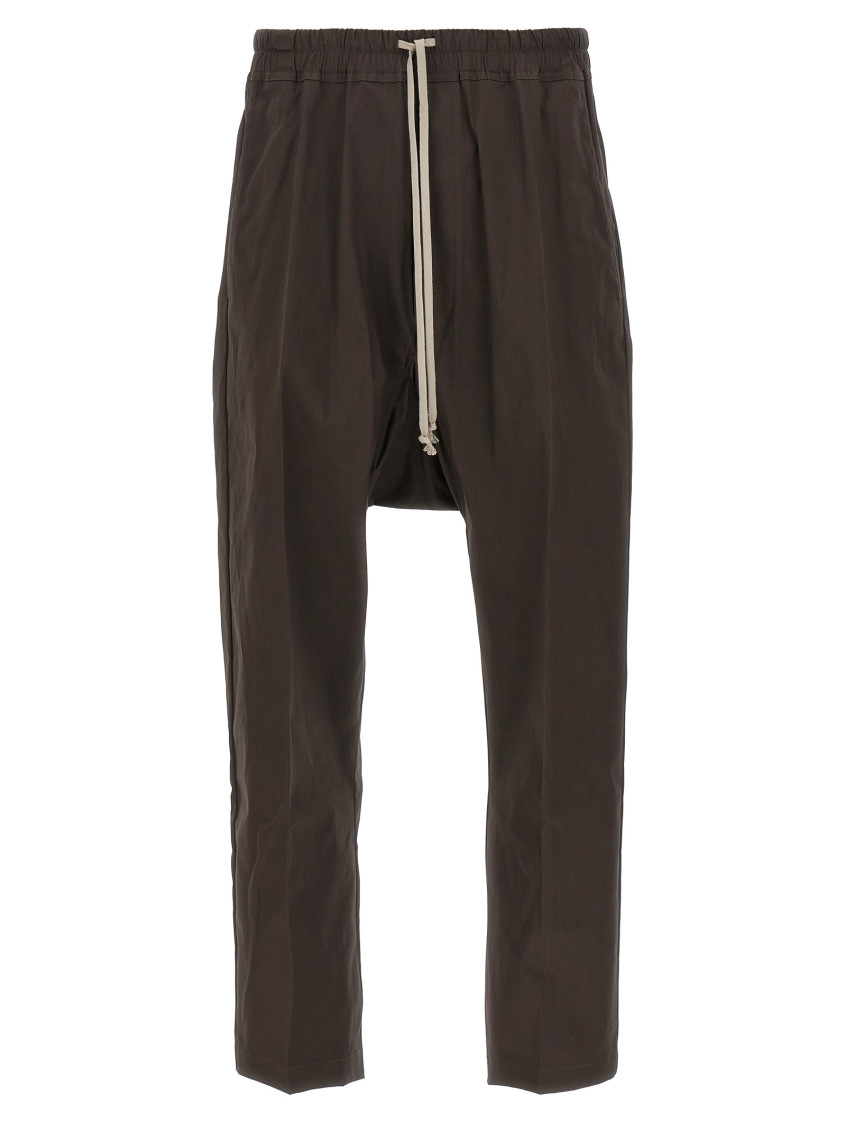 Rick Owens Trousers Featuring Elastic Waistband And Pockets In Brown