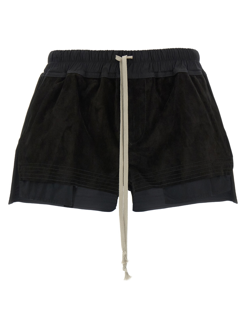 Rick Owens Cloud Layered Elastic Waistband Shorts In Black
