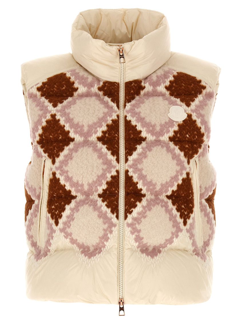 Moncler Armathia Quilted Diamond-pattern Vest In Brown