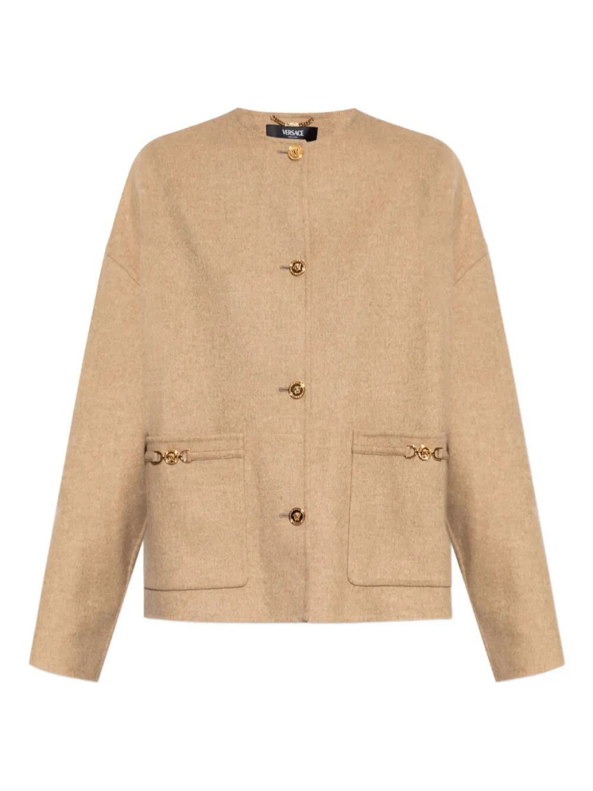 Versace Medusa Buttoned Jacket In Neutral