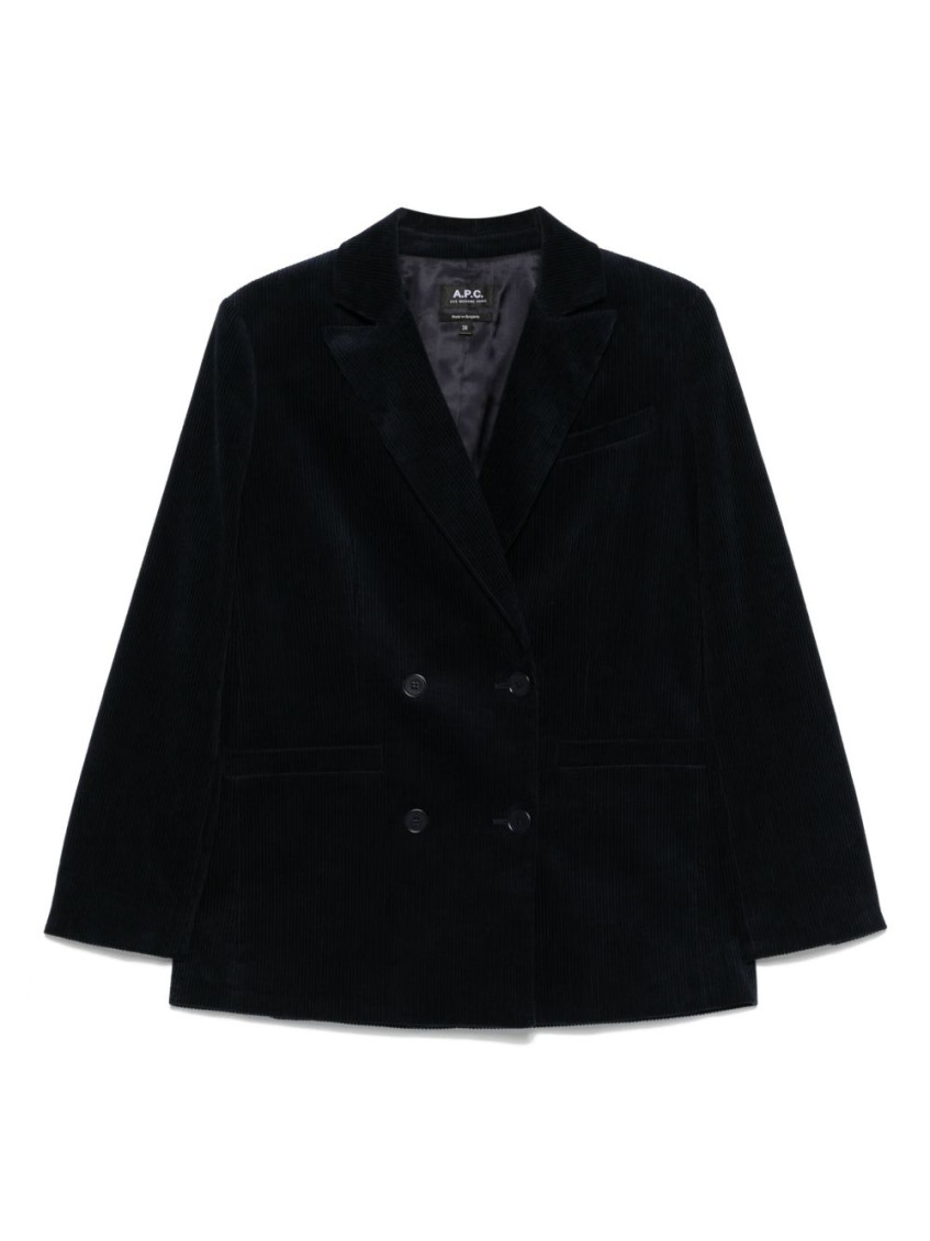 Apc Midnight Blue Cotton Blazer With Double-breasted Design In Blue