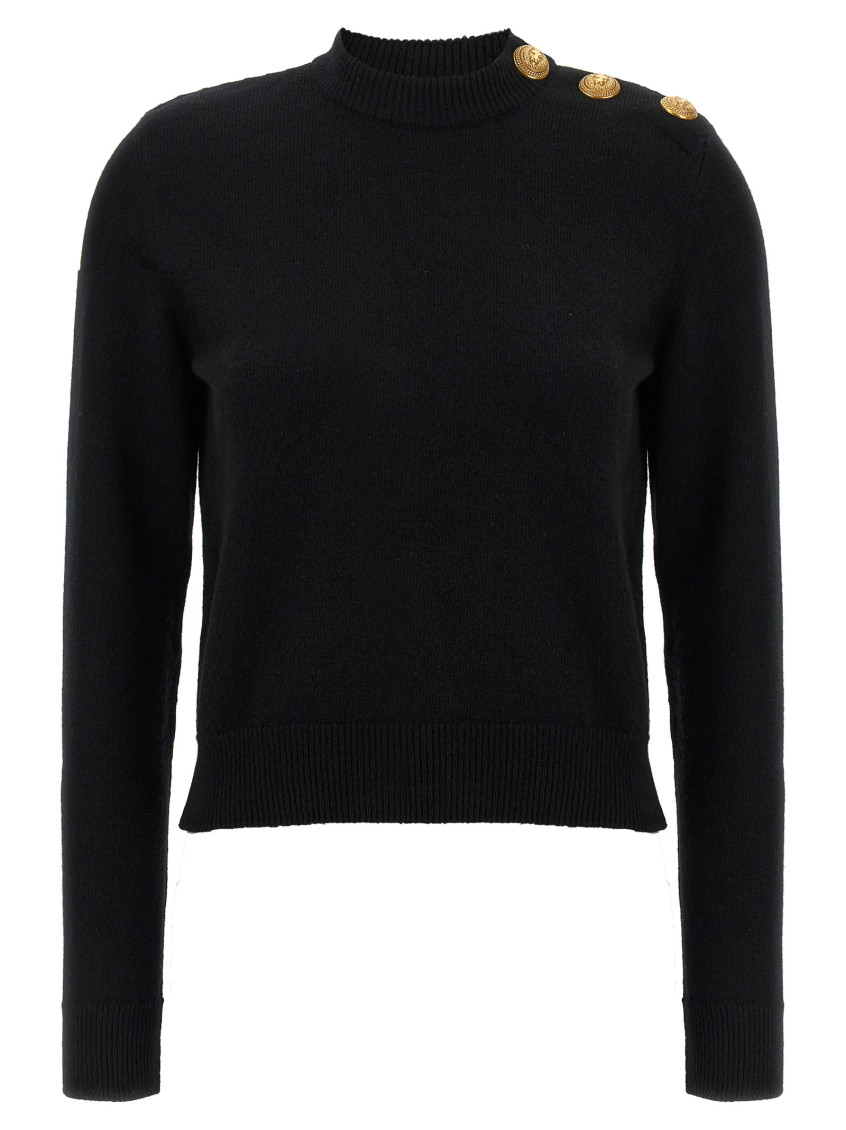 Balmain Eco-cashmere Button Sweater Sweaters And Cardigans Black In Black