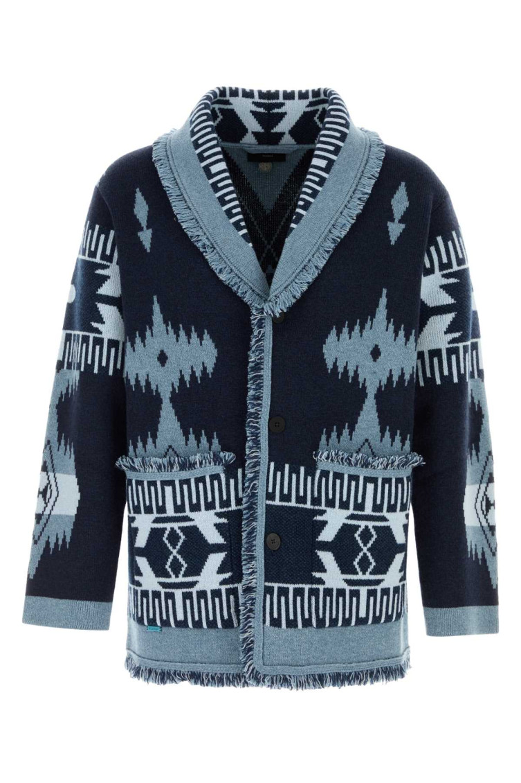 Alanui Cashmere Cardigan With Embroidered Geometric Pattern In Multi