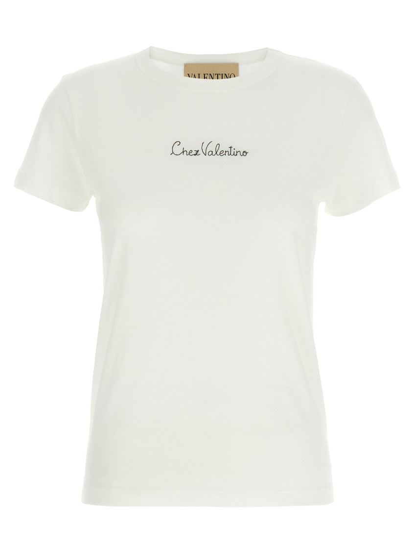 Valentino Cotton Crew Neck T-shirt With Short Sleeves In White