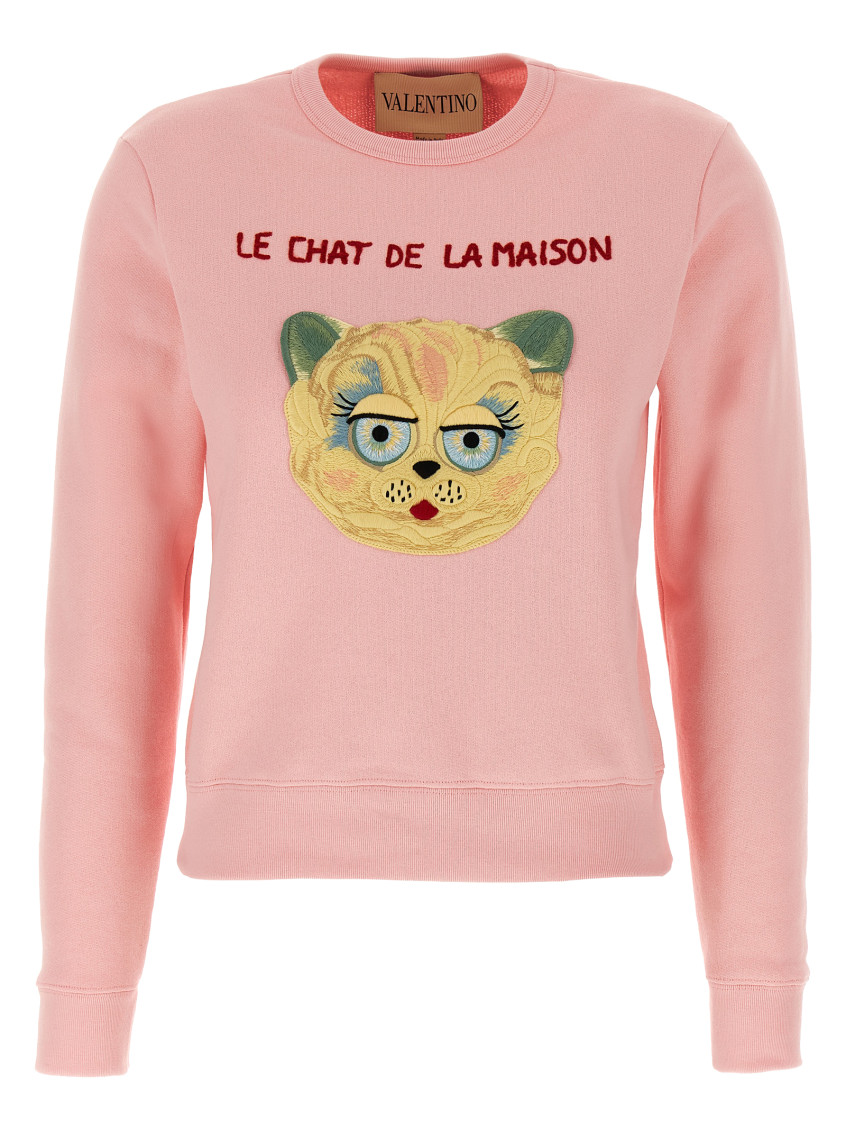 Valentino Pink Le Chat De La Maison Sweatshirt In Pink