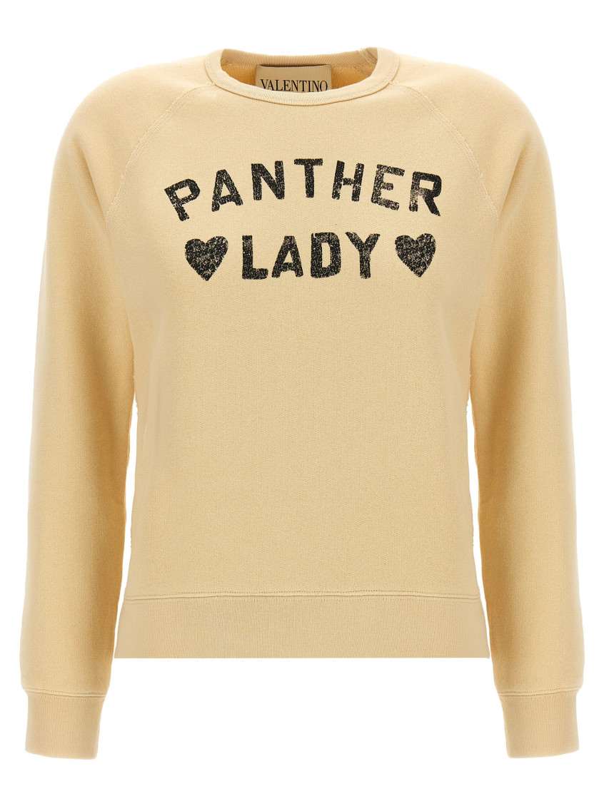 Valentino Graphic Print Cotton Sweatshirt With Raglan Sleeves In Brown