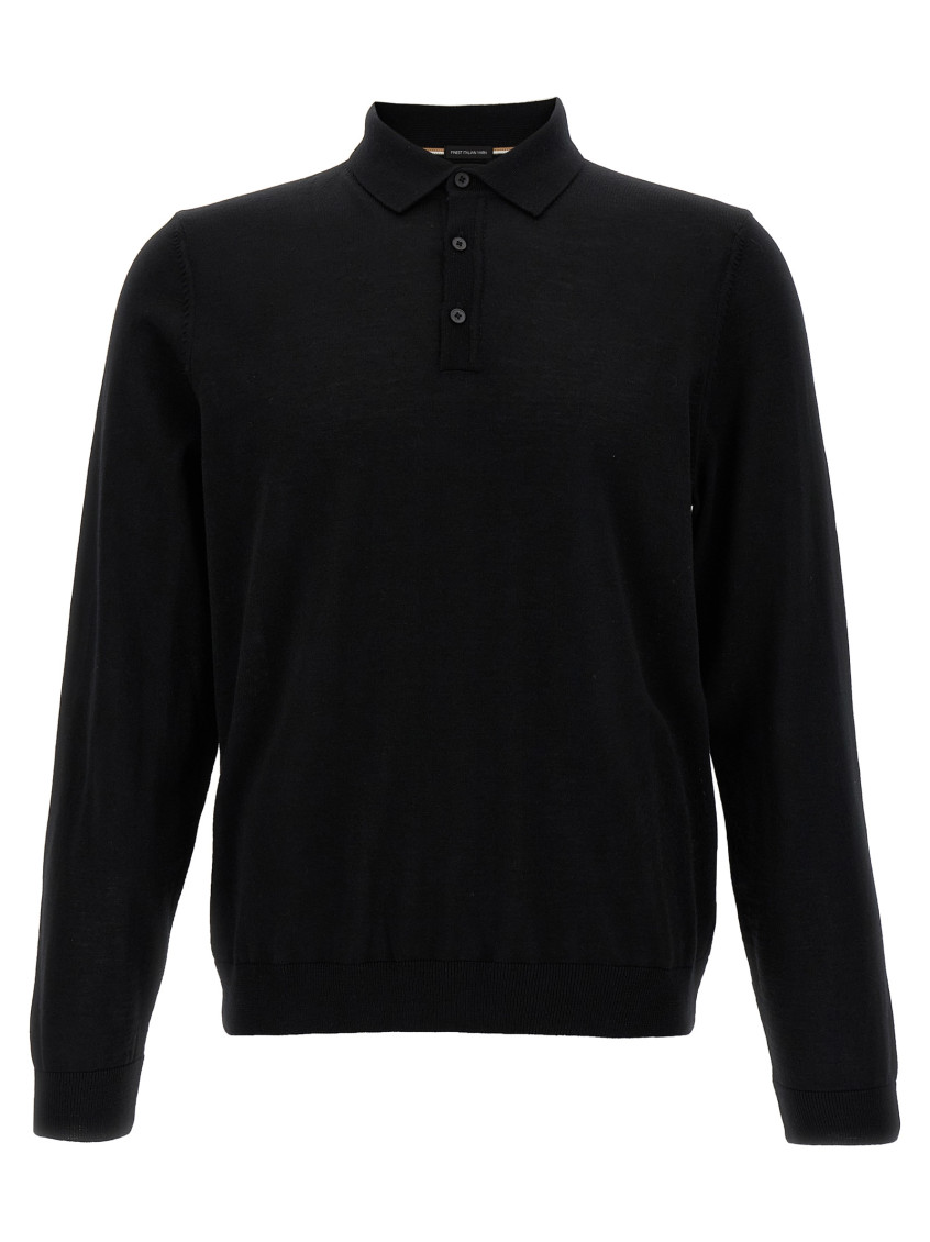 Hugo Boss Ulex Longsleeved Polo Shirt In Black