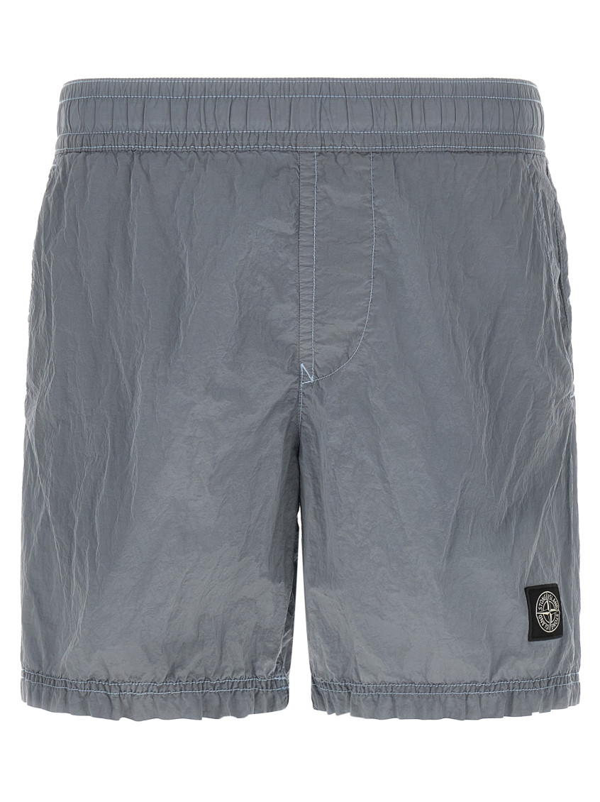 Stone Island Grey Textured Swim Shorts for Men Online USA at