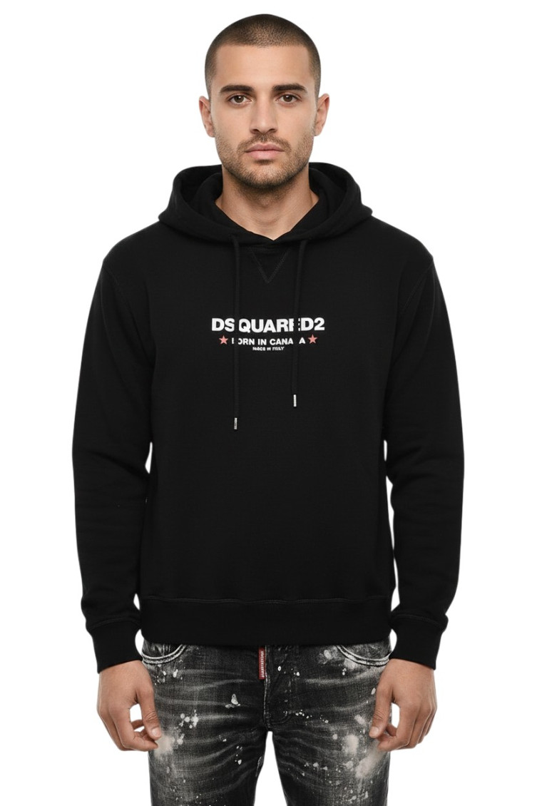 Dsquared2 Cool Fit Cotton Hoodie In Black
