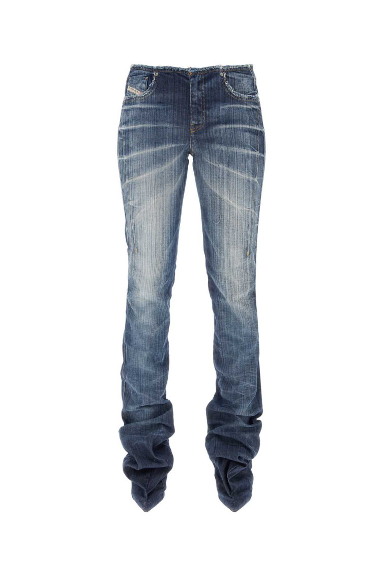 Diesel Distressed Stonewashed Denim Pantaboots In Denim