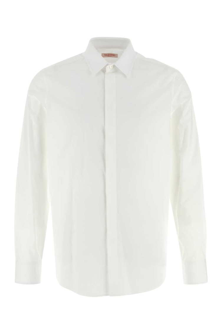 Valentino Tailored Poplin Shirt With Button Accents In White