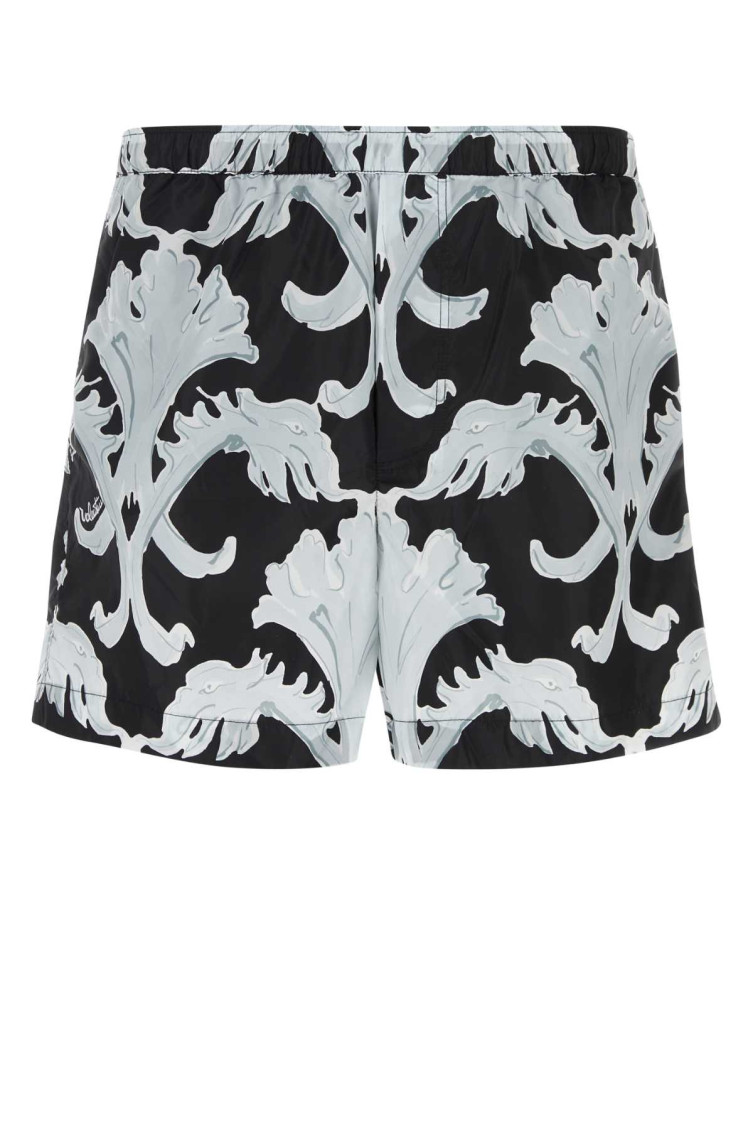 Valentino Nylon Swimsuit With Metamorphos Wall Print In Multicolor