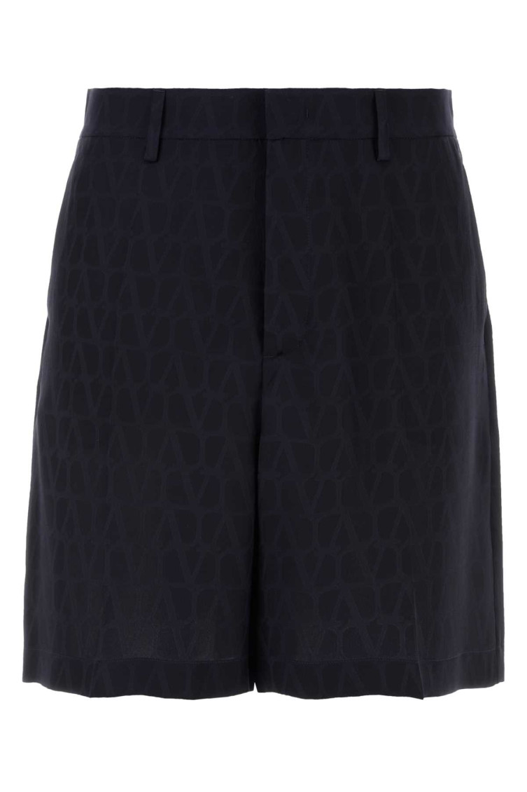 Valentino Textured Patterned Trousers With Side And Back Pockets In Black