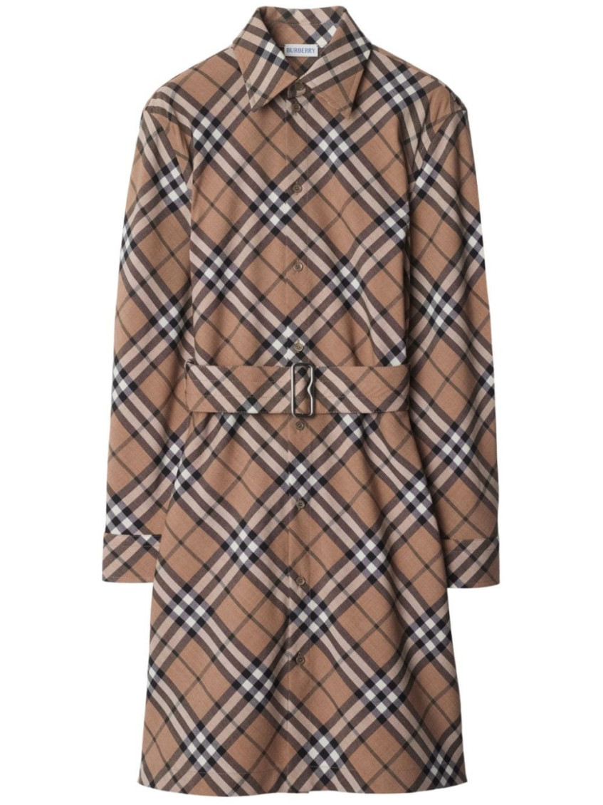 Shop Burberry Beige Embroidered Shirt Dress