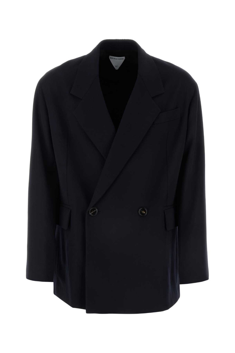 Shop Bottega Veneta Midnight Blue Wool Blazer In Dark Blue