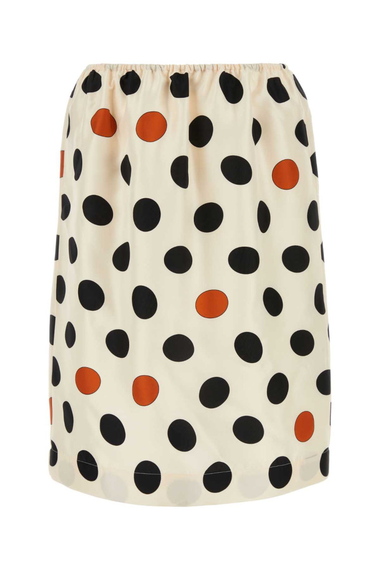 Bottega Veneta Silk Skirt With Polka Dot Pattern And Elastic Waistband In Multicolor