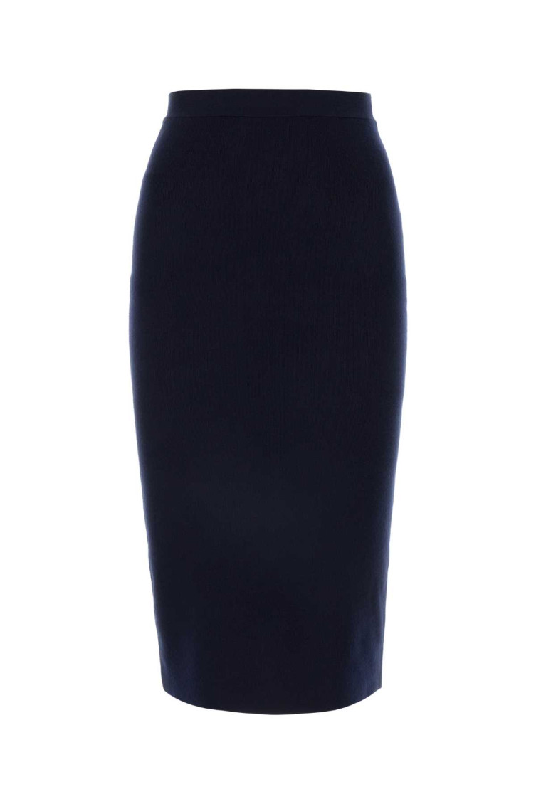Bottega Veneta Midnight Blue Cashmere Blend Skirt In Blue
