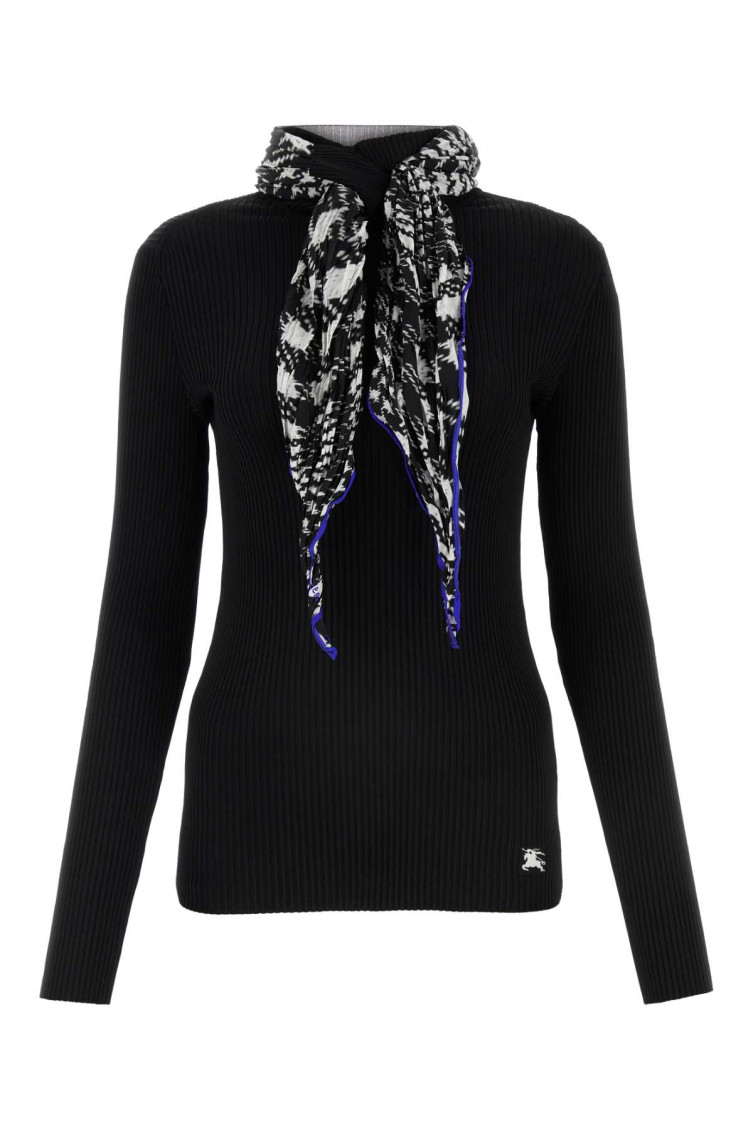 Burberry Black Viscose Blend Sweater In Black