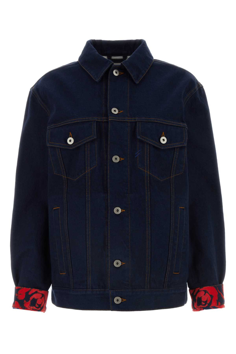 Shop Burberry Navy Blue Denim Jacket