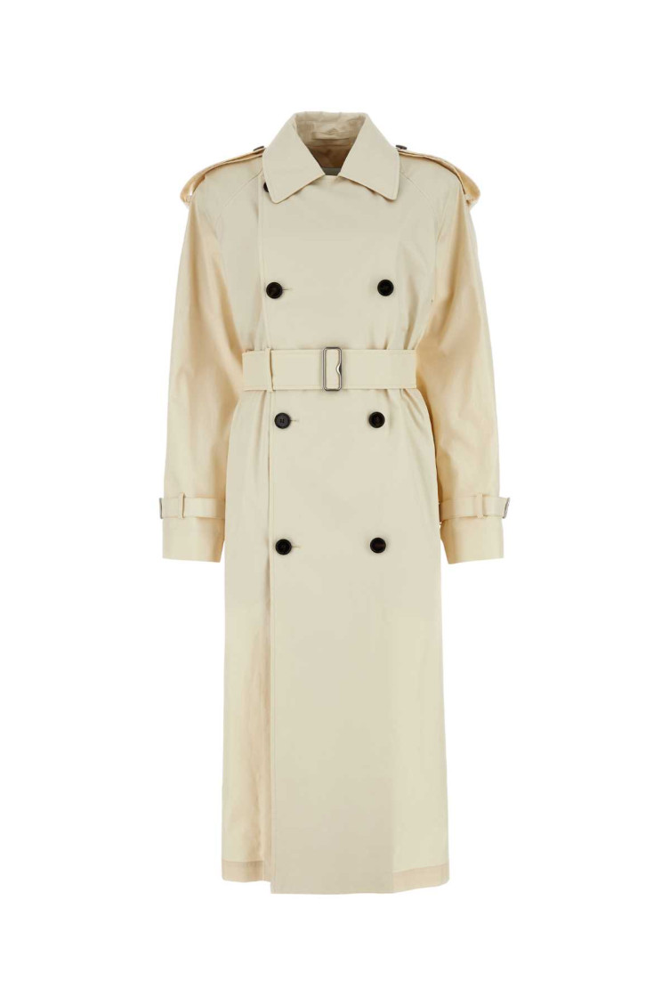 Burberry Structured Belted Trench Coat In White