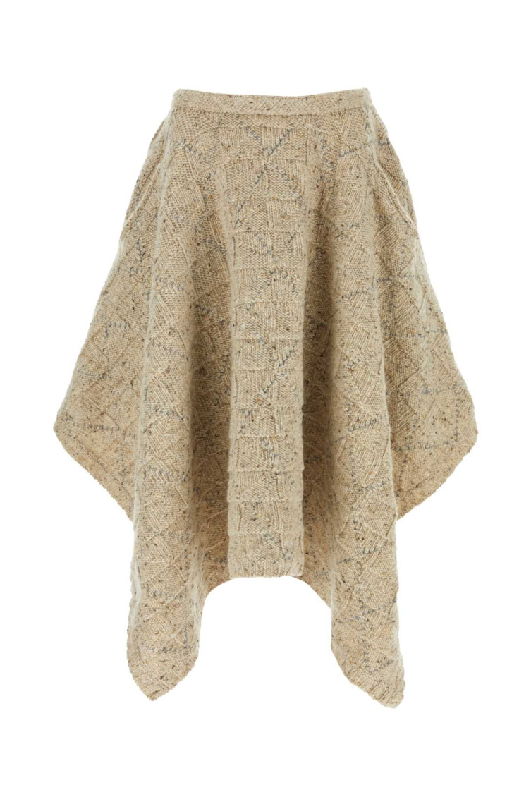 Bottega Veneta Wool Skirt With Asymmetric Hem And Textured Fabric In Beige