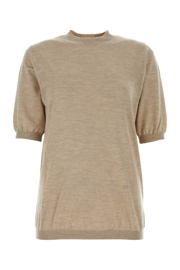 Bottega Veneta Short-sleeved Cashmere Pullover In Beige