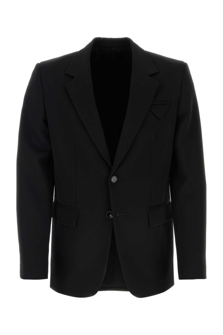 Shop Bottega Veneta Black Wool Blazer