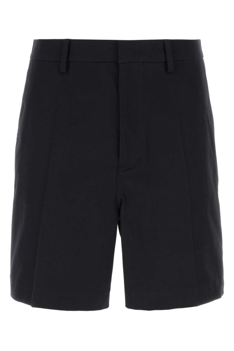Valentino Tailored Stretch-cotton Chino Shorts In Navy Blue