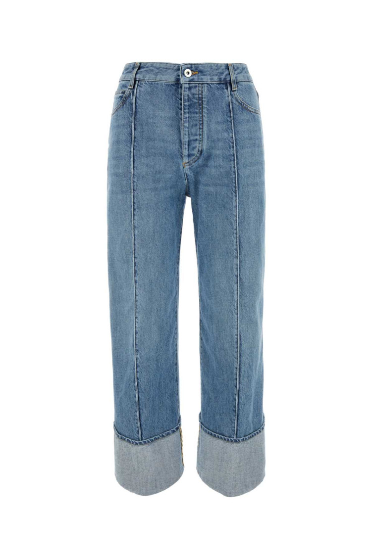 Bottega Veneta Curved Denim Cotton Jeans In Blue