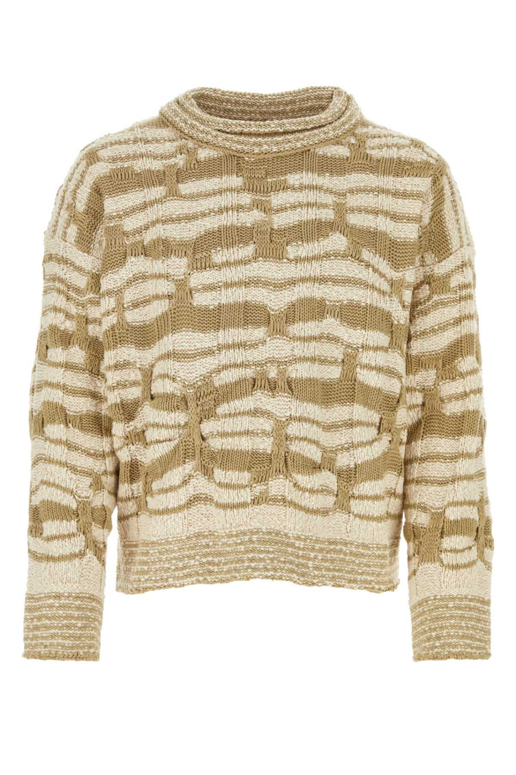 Bottega Veneta Embroidered Cotton Blend Sweater In Fuchsia