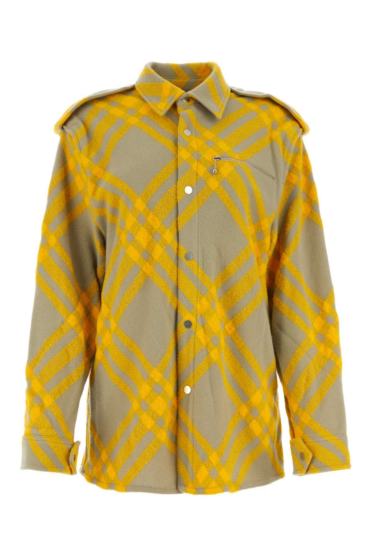 Burberry Zippered Chest Pocket Plaid Overshirt In Yellow