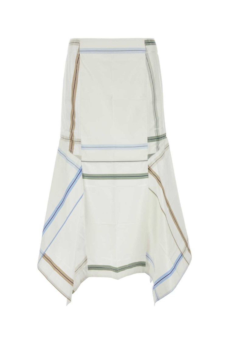 Bottega Veneta Exclusive Checked Cotton Midi Skirt In White