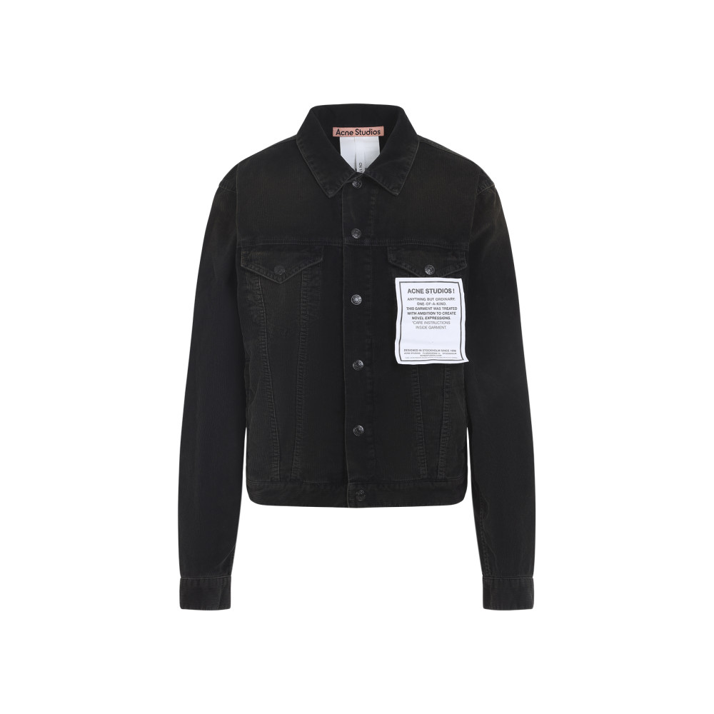 Acne Studios Black Cotton Corduroy Jacket With Adjustable Waist And Flap Pockets In Black