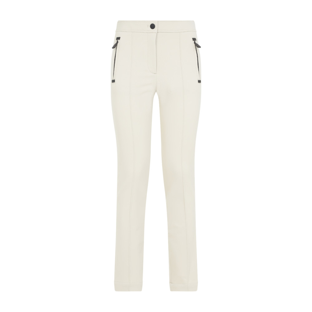 Moncler Seamed Trousers With Side Zipped Pockets In Neutral