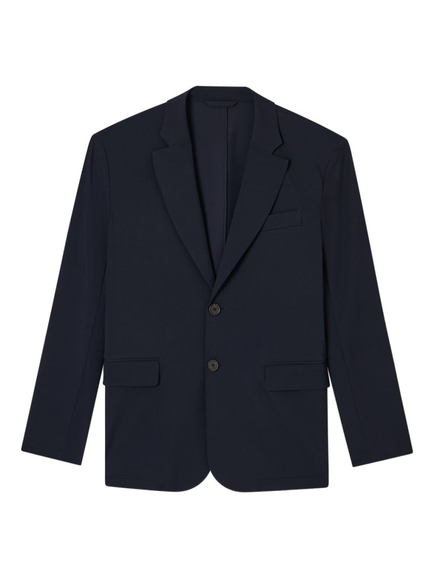 Emporio Armani Notched Lapel Blue Jacket In Blue