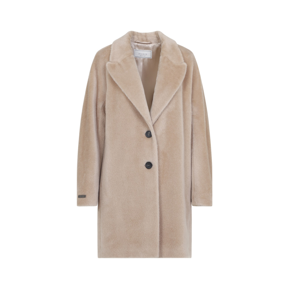 Peserico Mid-length Tailored Coat In Alpaca Blend In Multi