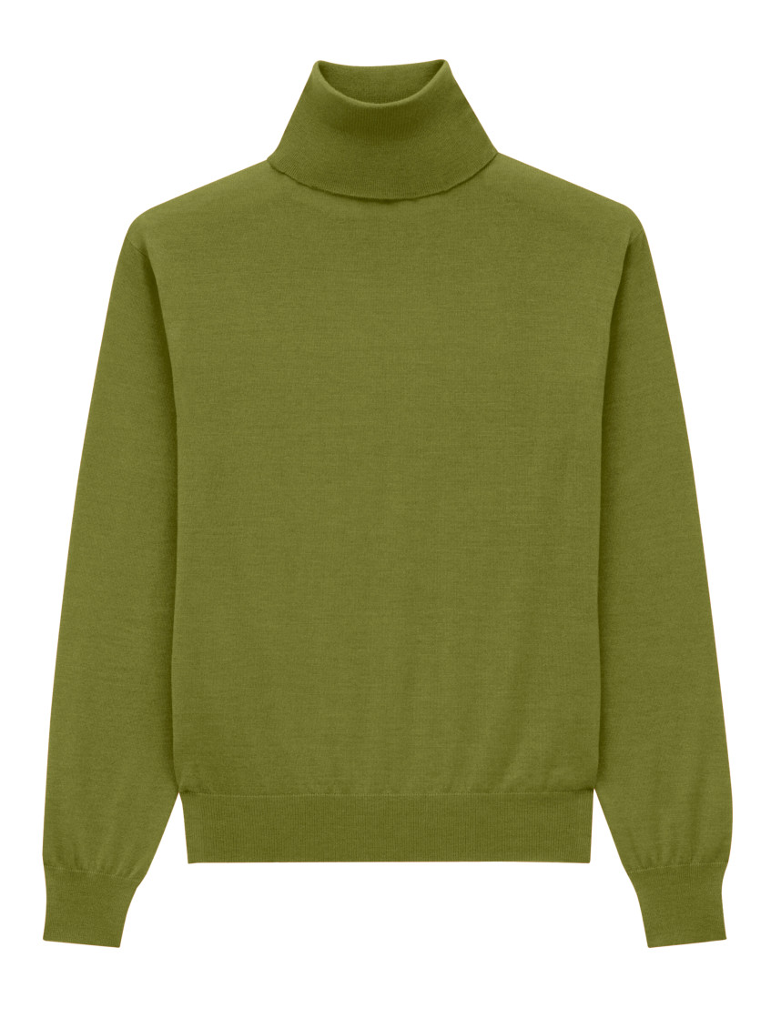 Saint Laurent Turtleneck Knit Sweater Long Sleeves In Green