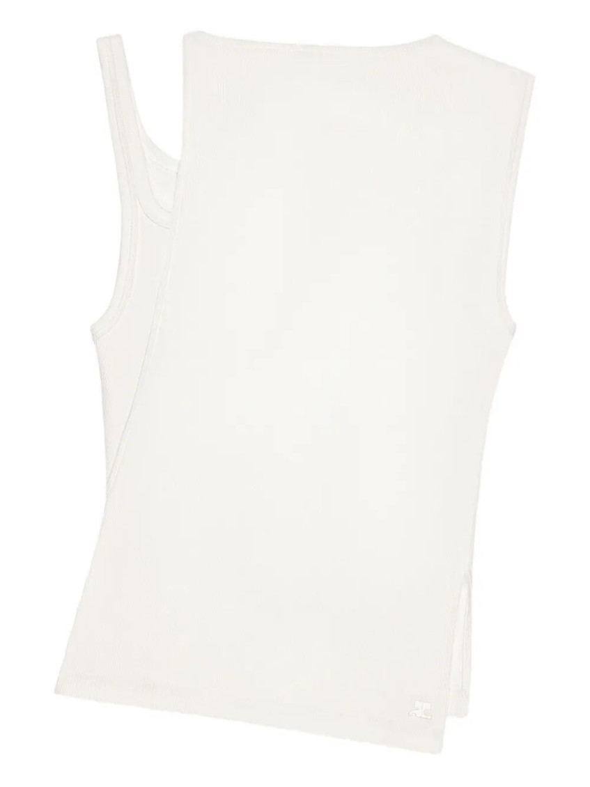 Courrèges Oblique 90`s Rib Top Clothing In White
