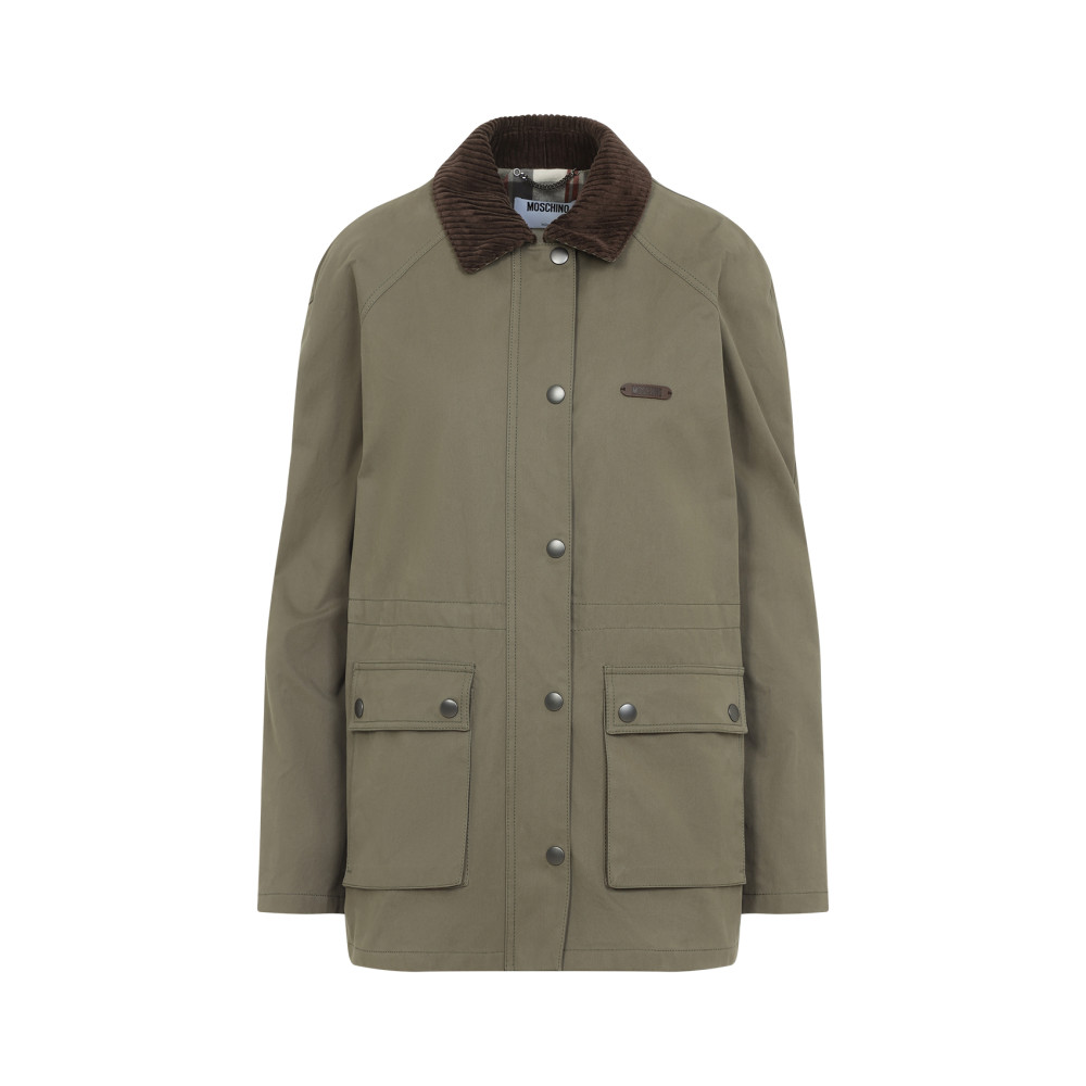 Moschino Logo Label Jacket With Elbow Patches In Green