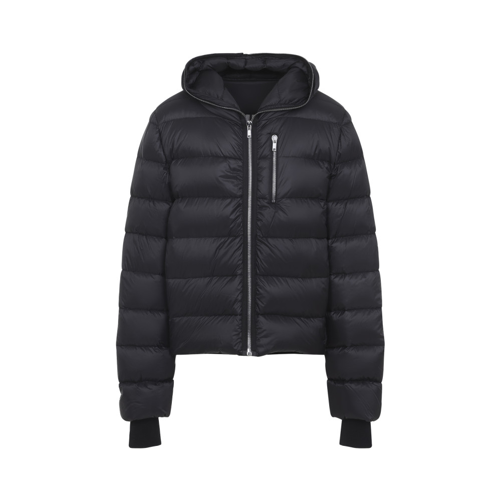 Rick Owens Black Hooded Puffer Jacket In Black
