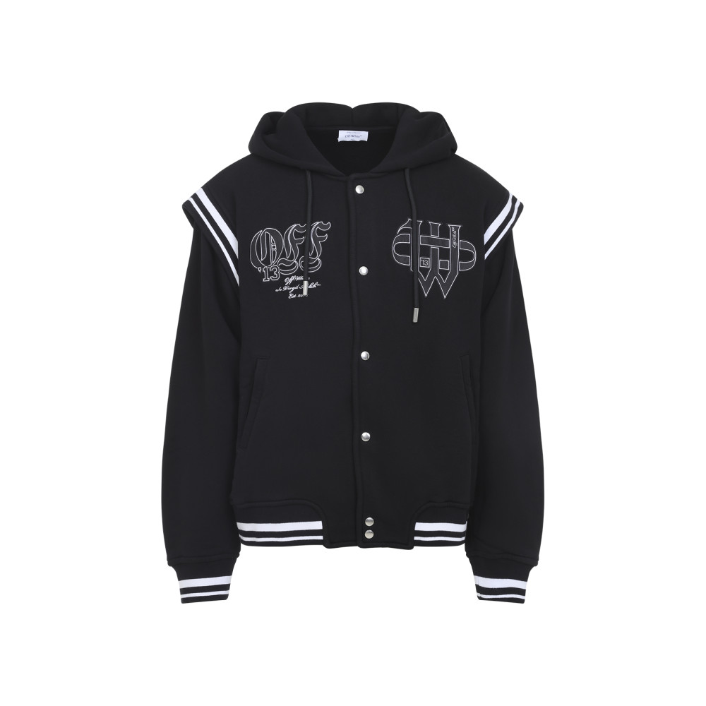 Off-white Off White Gothic Fleece Varsity Jacket In Black