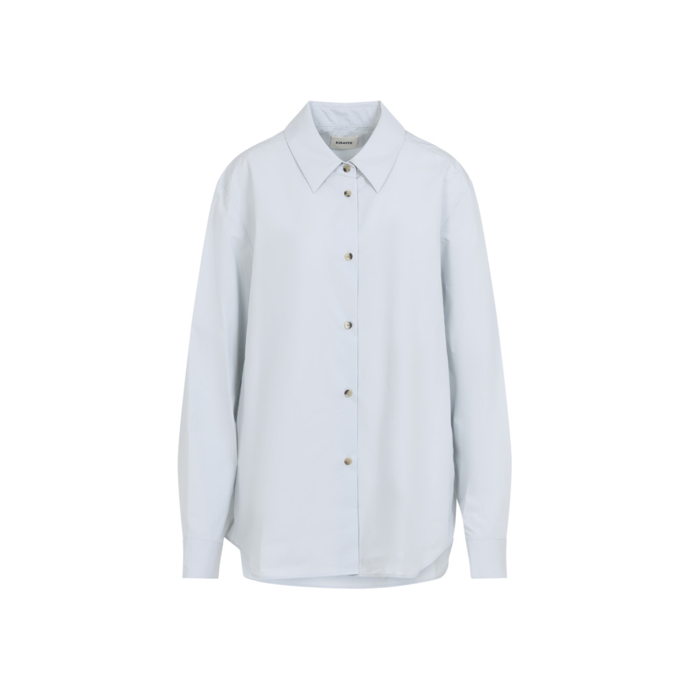 Khaite Classic Button-down Cotton Top In Blue