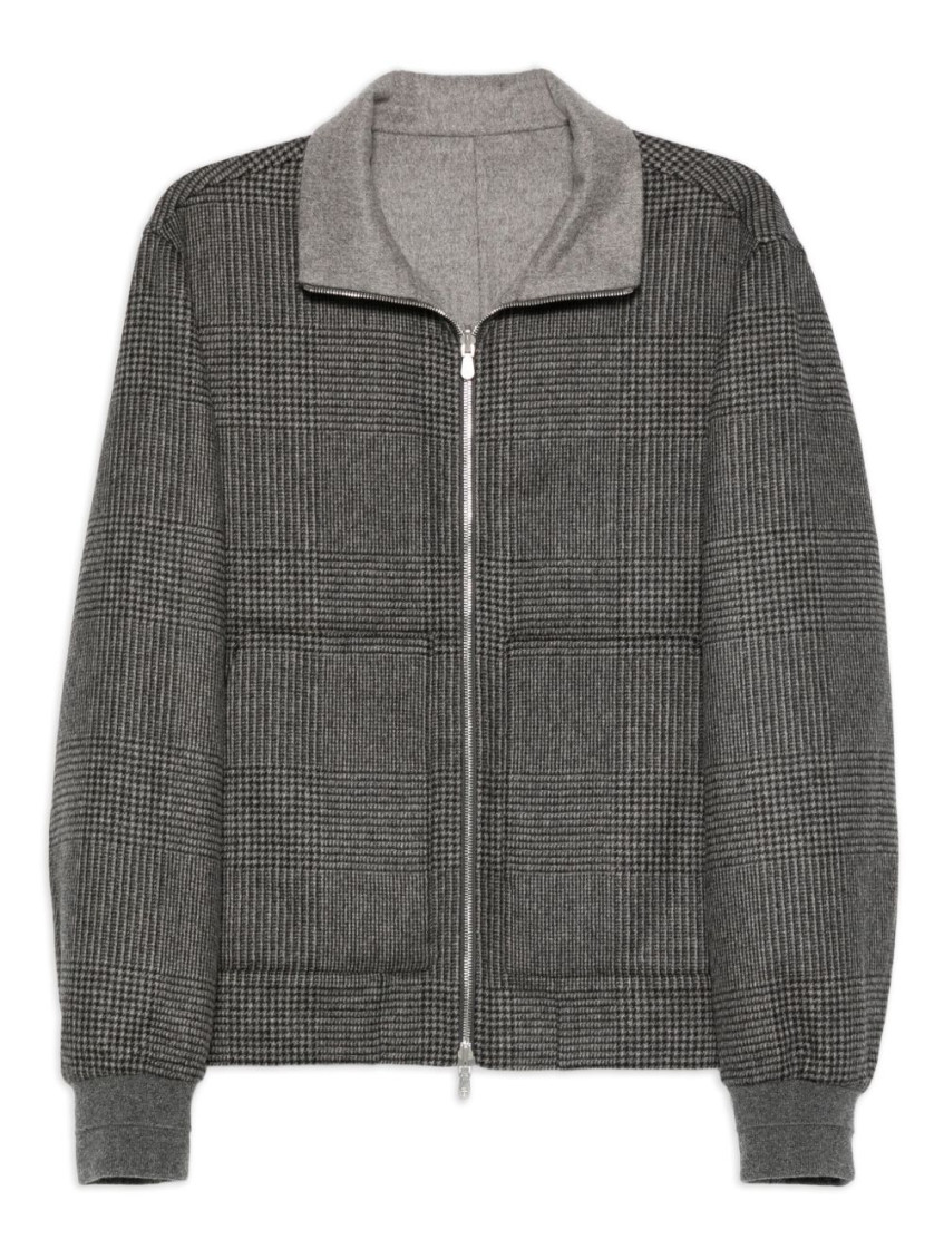 Brunello Cucinelli Cashmere Reversible Bomber Jacket Puffer Jackets Gray In Gray