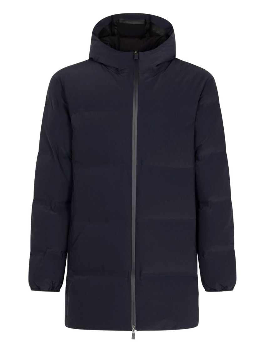 Herno Men Midi Hooded Down Jacket In Blue