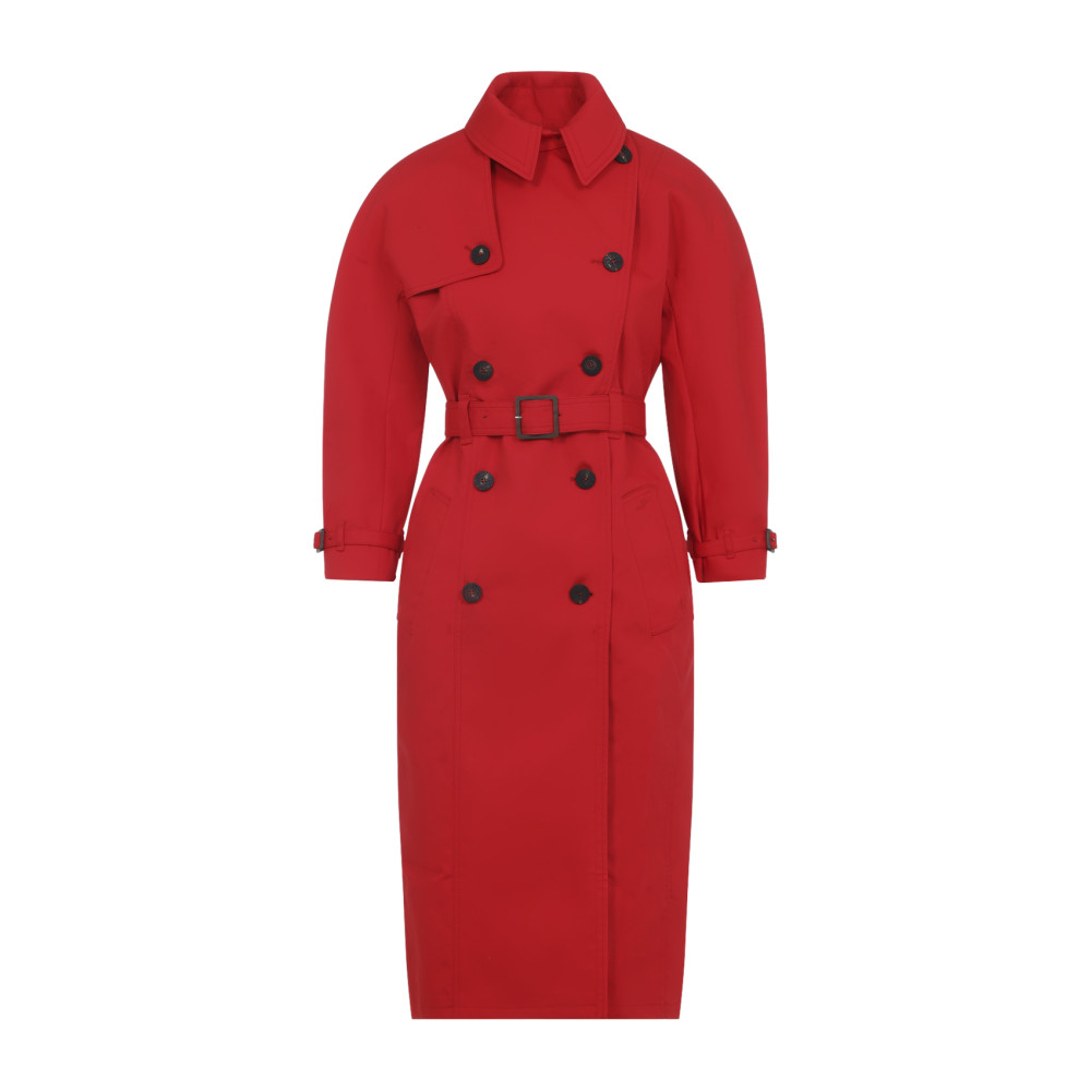 Jacquemus Double Breasted Belted Trench Coat In Red