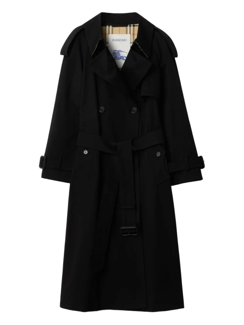 Burberry Long Castleford Trench Coat In Black
