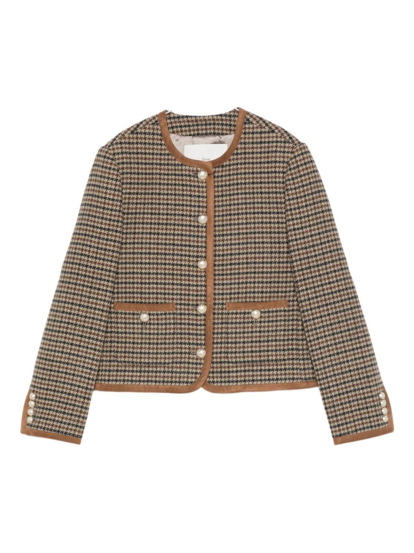 Dunst Houndstooth Pearl-button Jacket In Multi