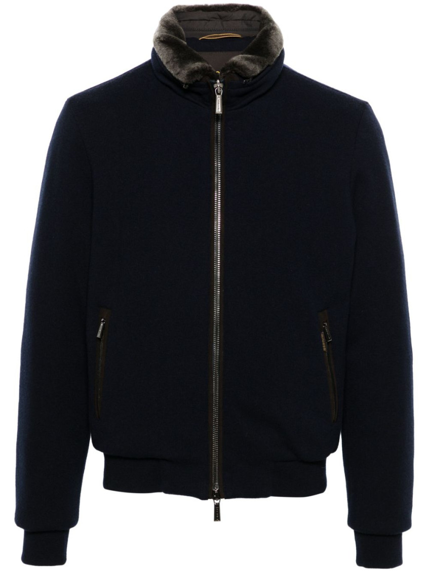 Moorer Fur-collar Bomber Jacket In Black