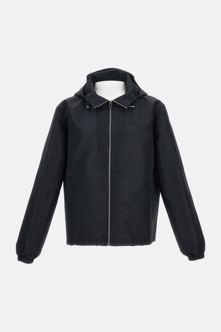 Givenchy Black Solid Jacket With Logo In Black